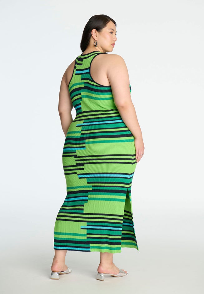 Mixed Stripe Ribbed Dress image number 1