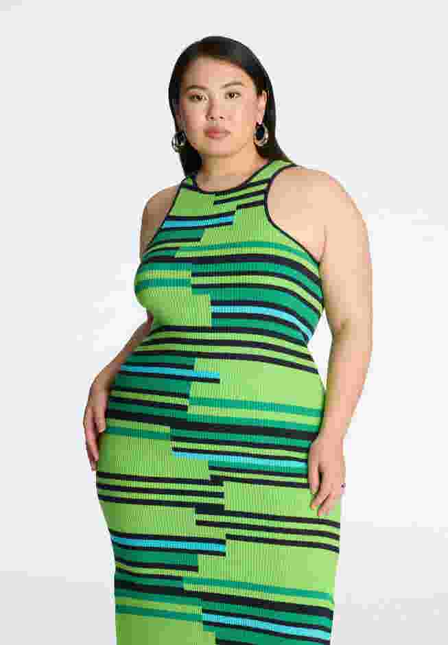Mixed Stripe Ribbed Dress image number 2