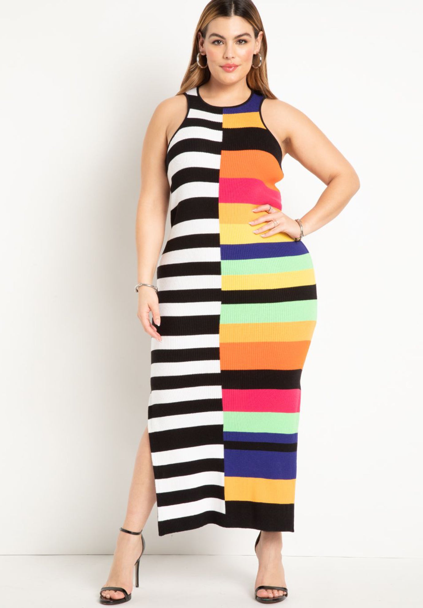 Mixed Stripe Ribbed Dress image number 0