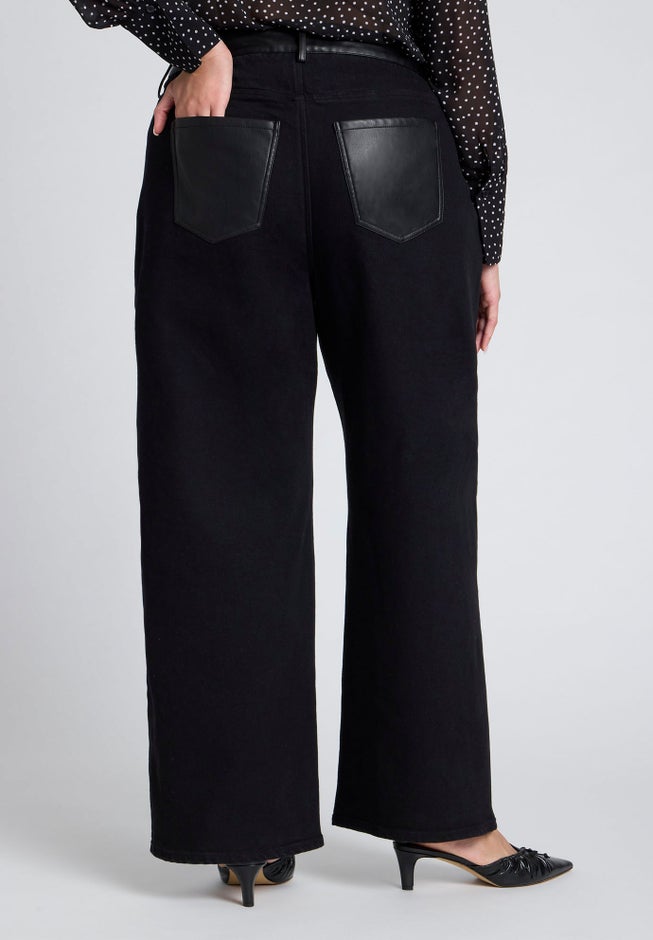 Faux Leather Detail Jeans image number 2