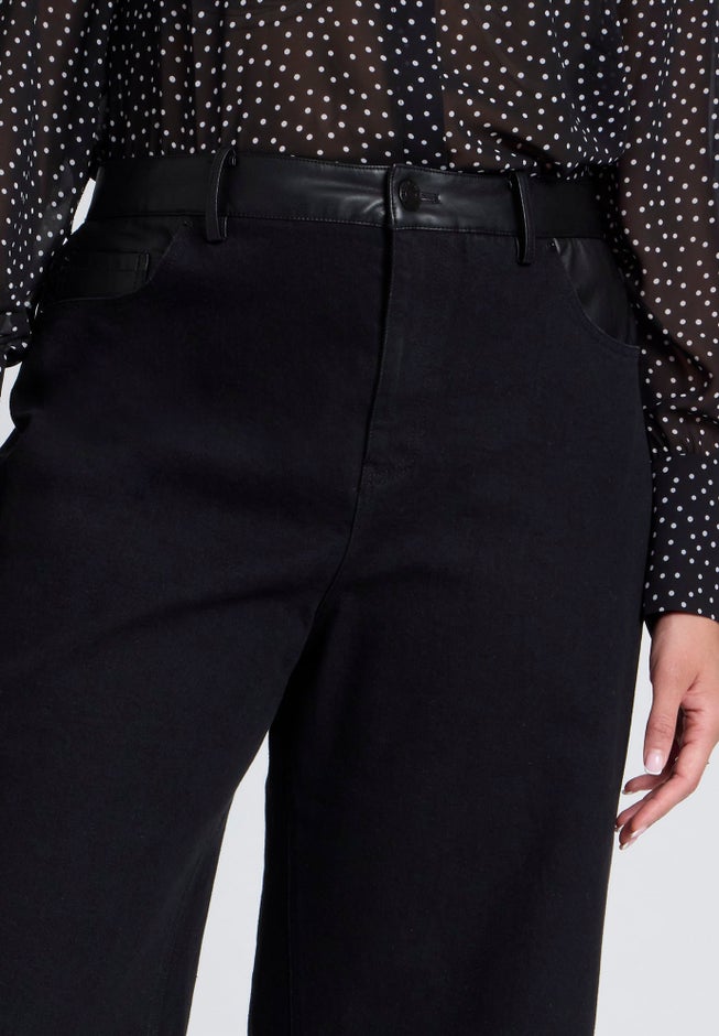 Faux Leather Detail Jeans image number 3