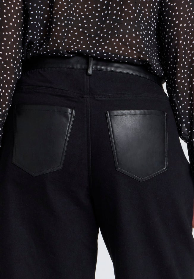 Faux Leather Detail Jeans image number 4