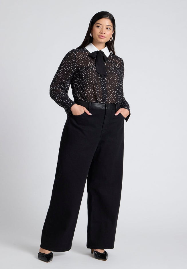 Faux Leather Detail Jeans image number 0