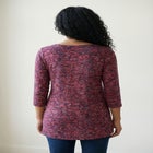 Stretch Knit Scoop Neck 3/4 Sleeve Curved Hem Tunic image number null