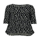 Stretch Knit Scoop Neck 3/4 Sleeve Curved Hem Tunic image number null