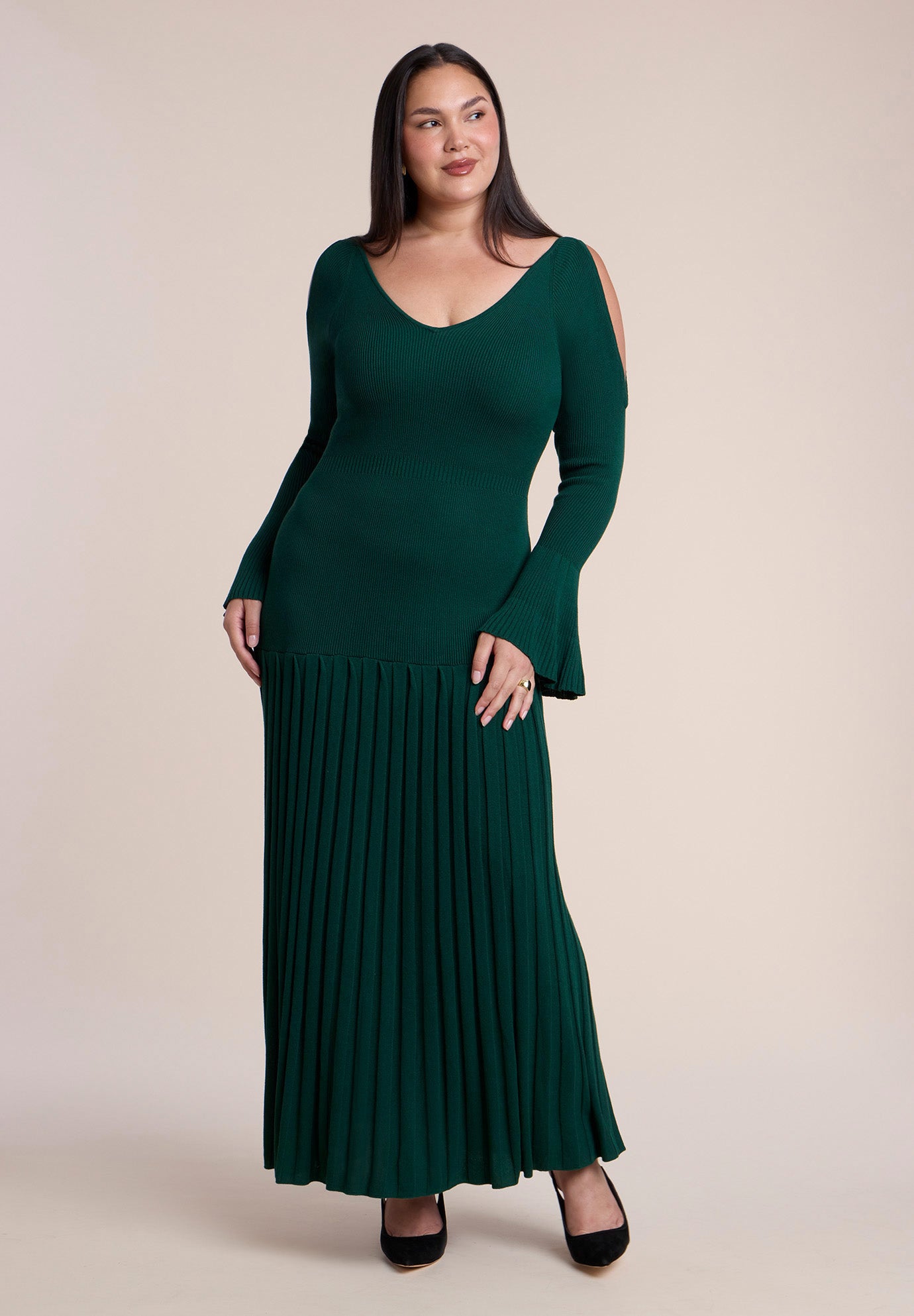 Pleated Sweater Maxi Dress image number 0