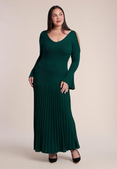 Pleated Sweater Maxi Dress