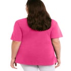 Stretch Knit V-neck Short Sleeve Chest Pocket Tunic image number null