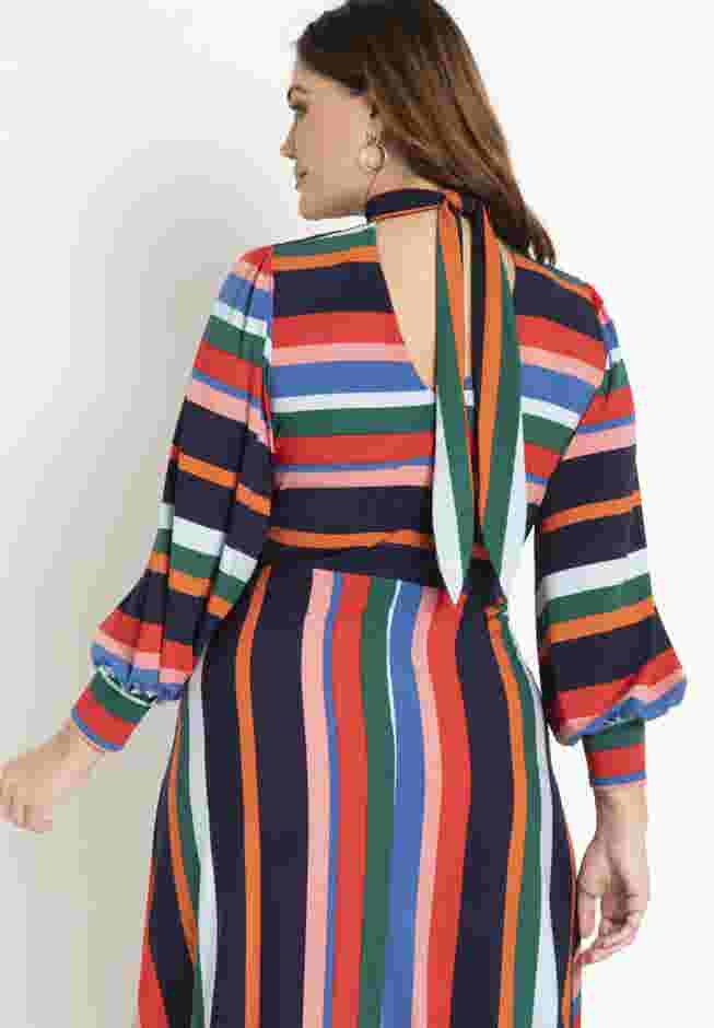 A-line Dress with Puff Sleeves image number 2