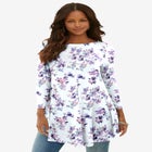 Plus Size Boatneck Swing Ultra Drape Tunic Top image number null