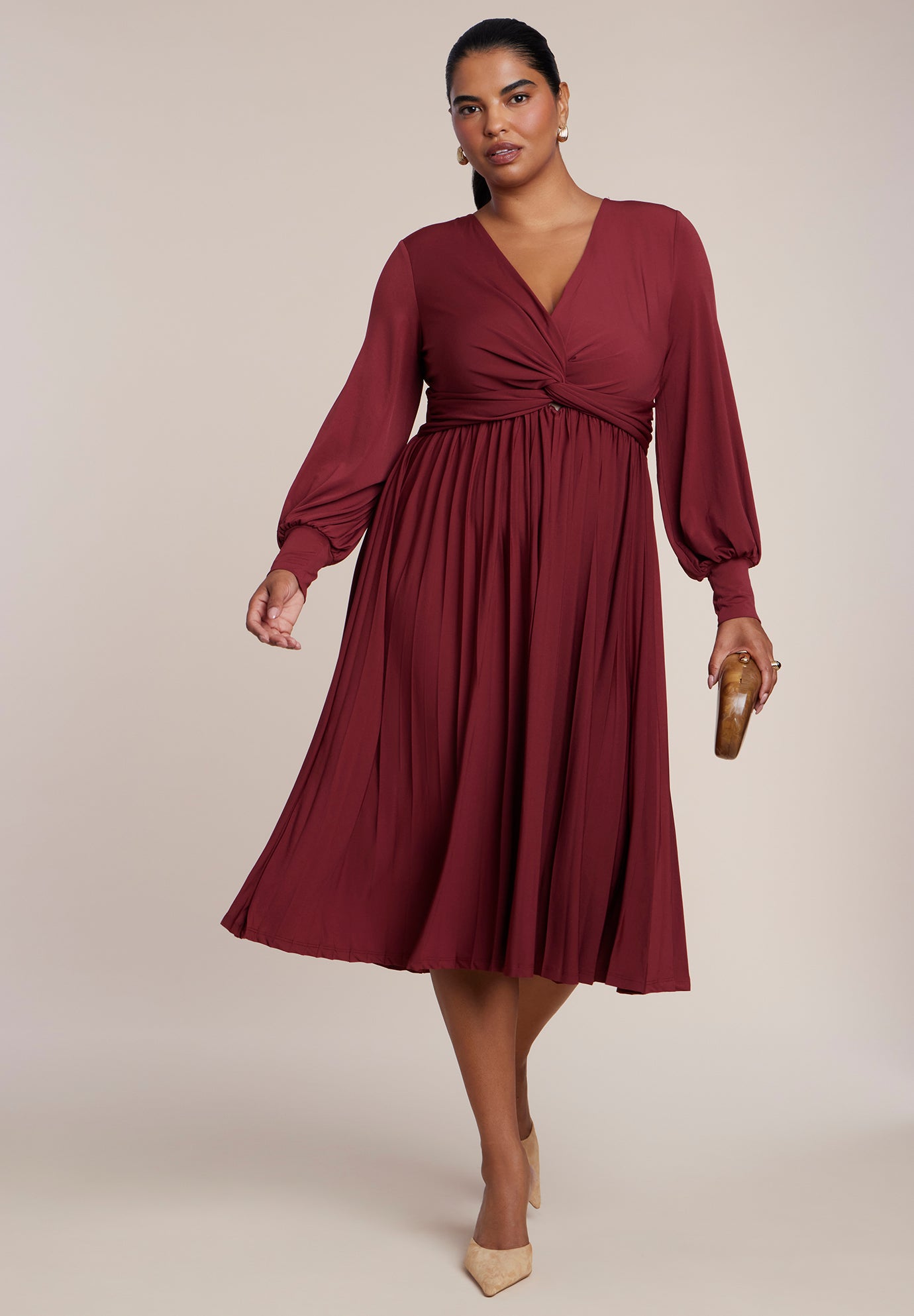 Knot Front Pleated Skirt Dress image number 0