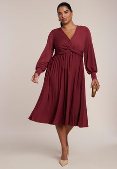 Knot Front Pleated Skirt Dress