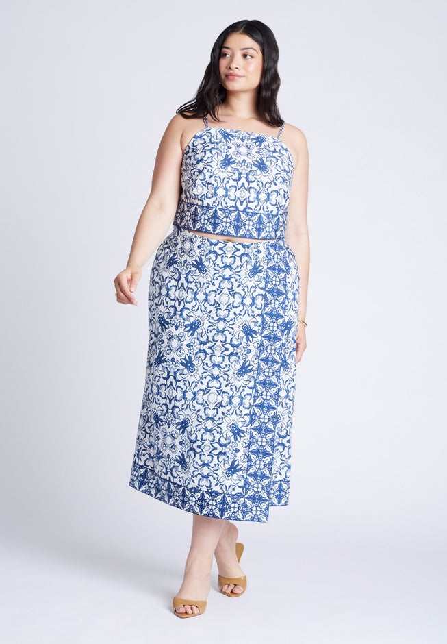 Border Print Midi Skirt image number 1