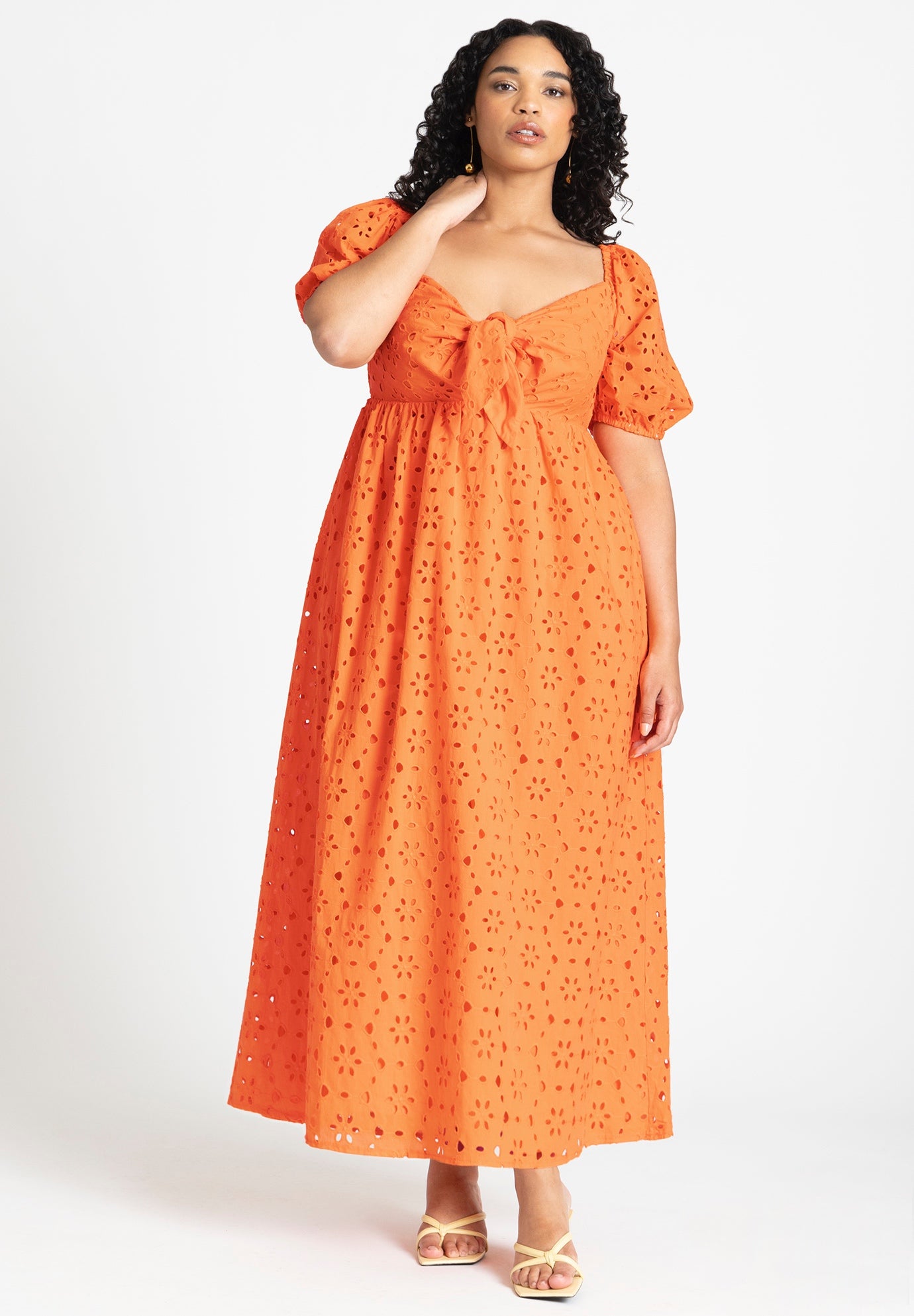 Eyelet Tie Front Maxi Dress image number 0