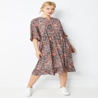 Crepe Henley Ruffled Empire Midi Dress image number 0