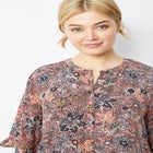 Crepe Henley Ruffled Empire Midi Dress image number 1