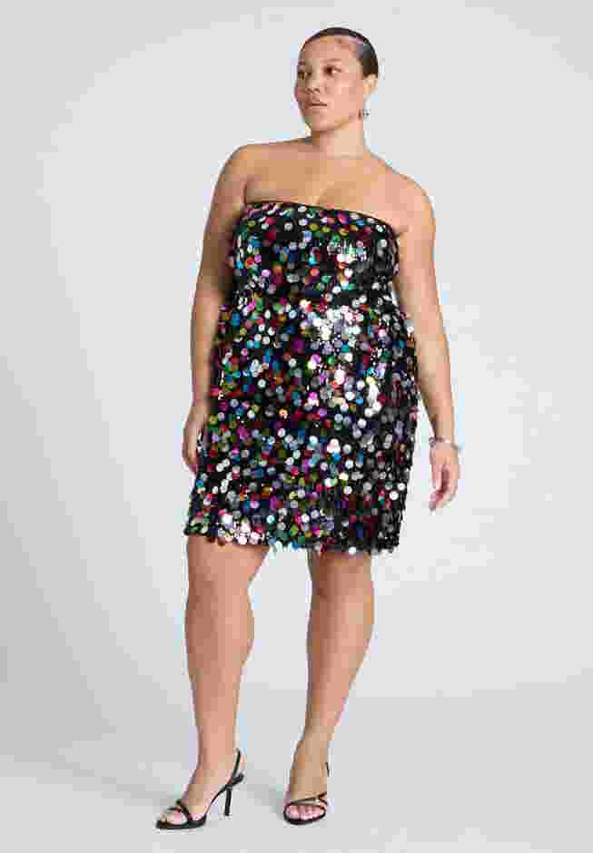 Confetti Sequin Flare Skirt Mini Dress image number 1