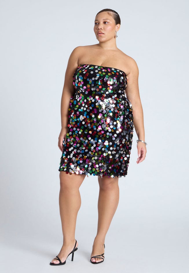 Confetti Sequin Flare Skirt Mini Dress image number 1
