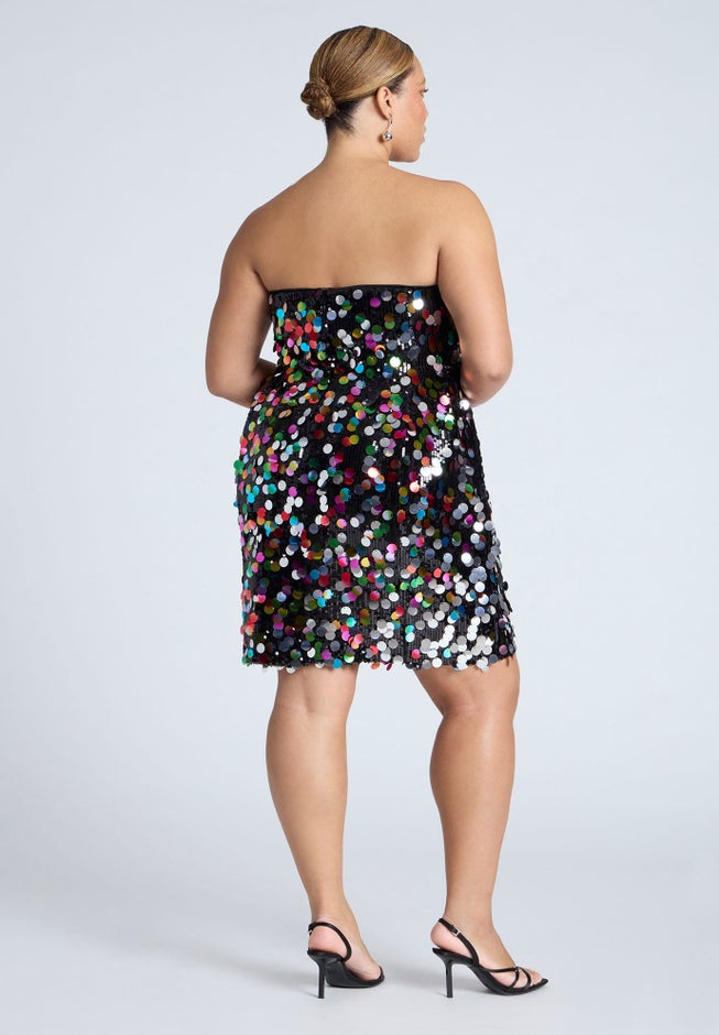 Confetti Sequin Flare Skirt Mini Dress image number 2