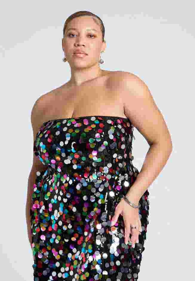 Confetti Sequin Flare Skirt Mini Dress image number 3