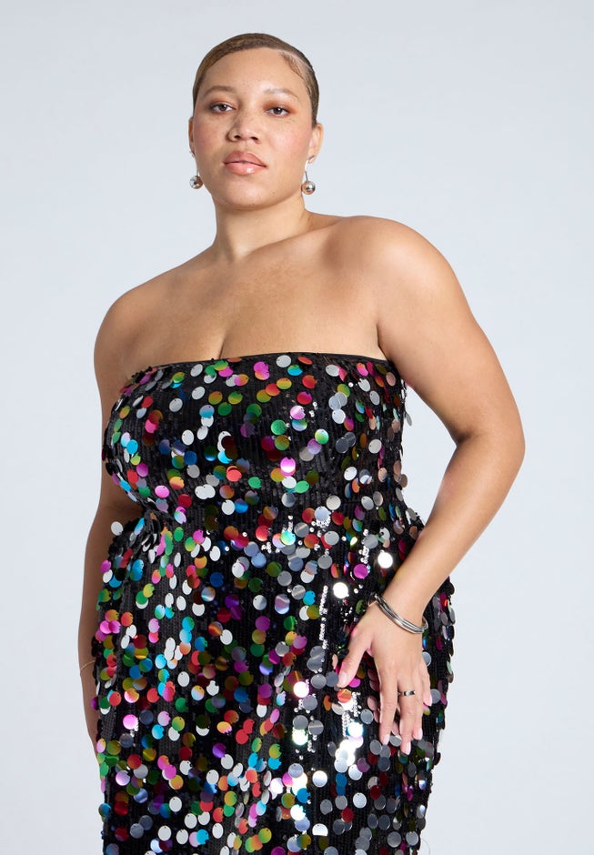 Confetti Sequin Flare Skirt Mini Dress image number 3