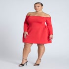 Off The Shoulder Structured Mini Dress image number null