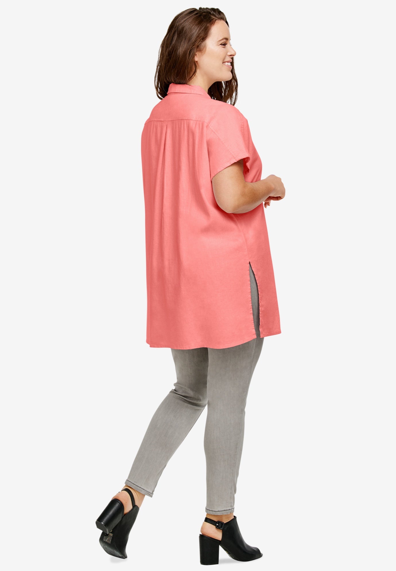 Linen-Blend Button Front Tunic image number 1