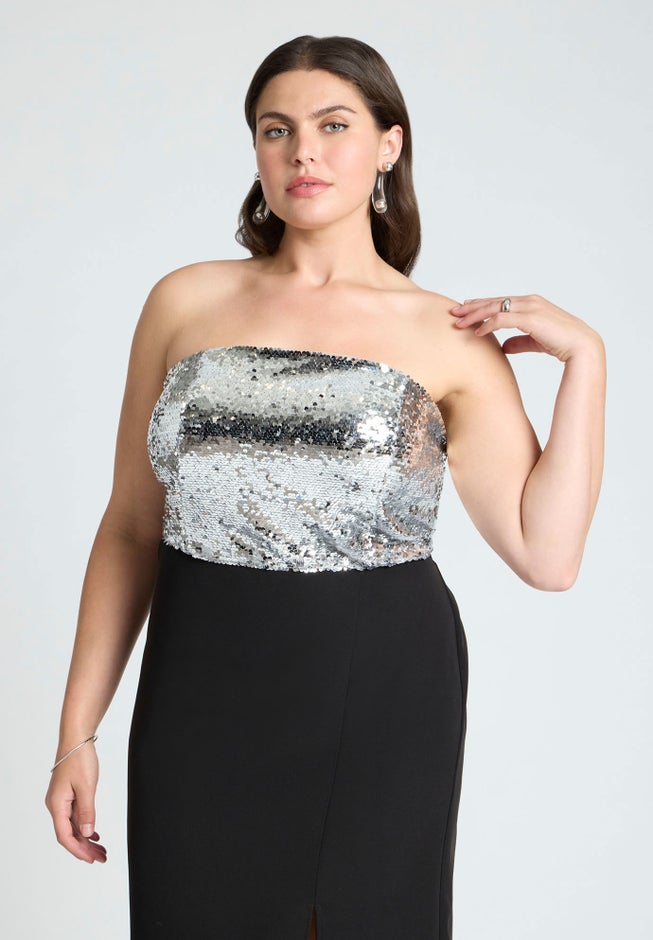 Sequin Bodice Fitted Maxi Dress image number 3