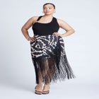 Wrap Front Fringe Mini Skirt image number null