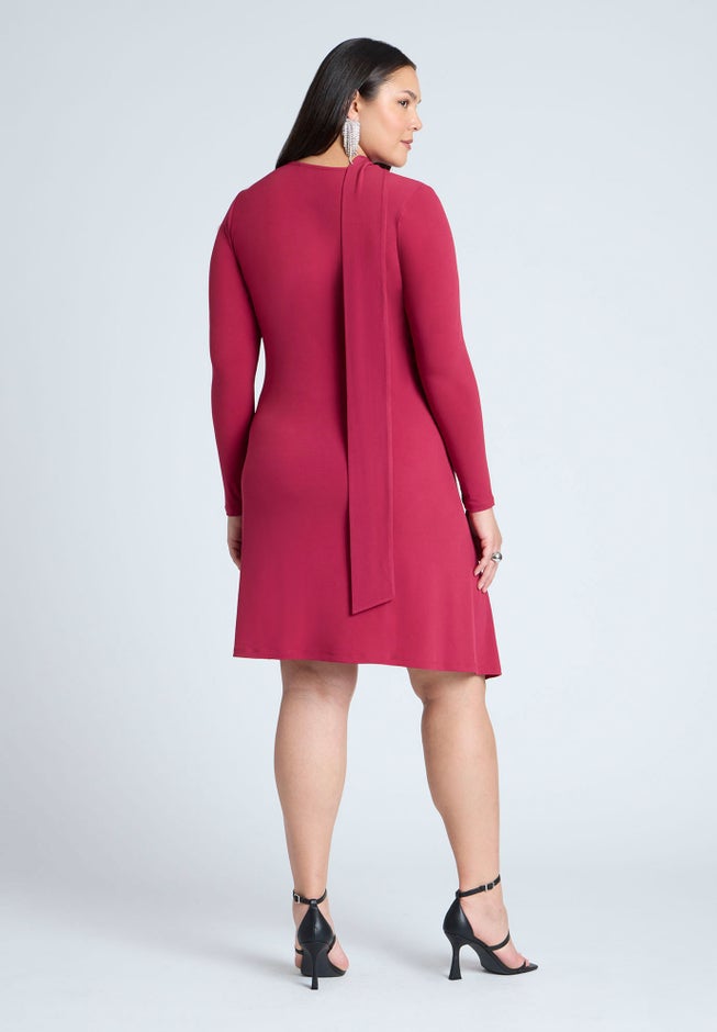 Scarf Neck Jersey Mini Dress image number 1