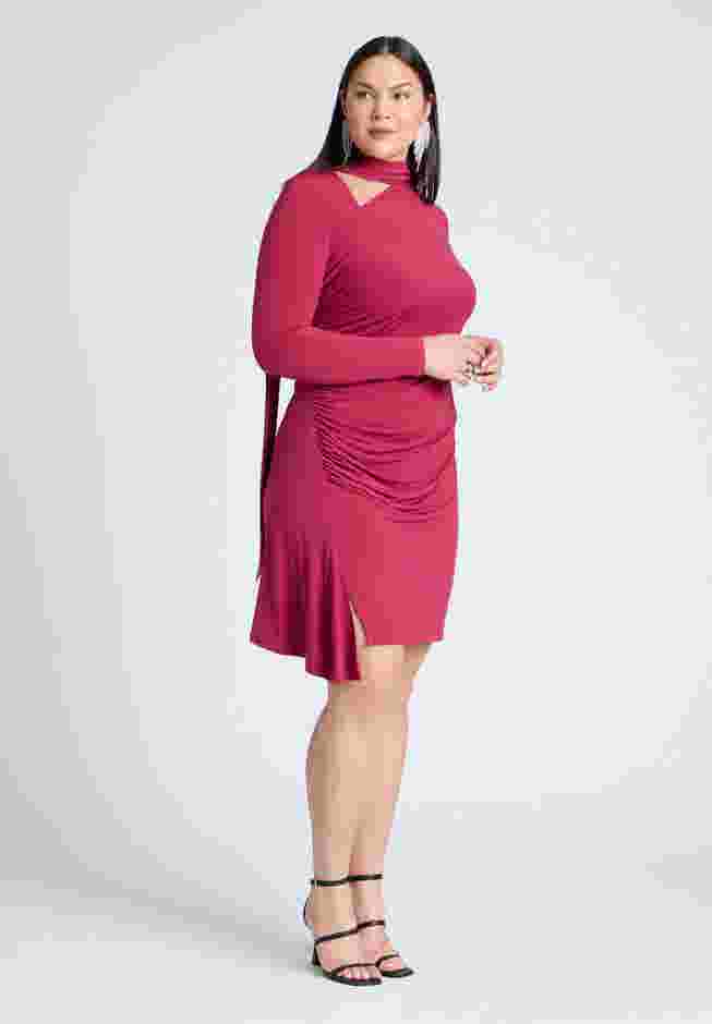 Scarf Neck Jersey Mini Dress image number 0