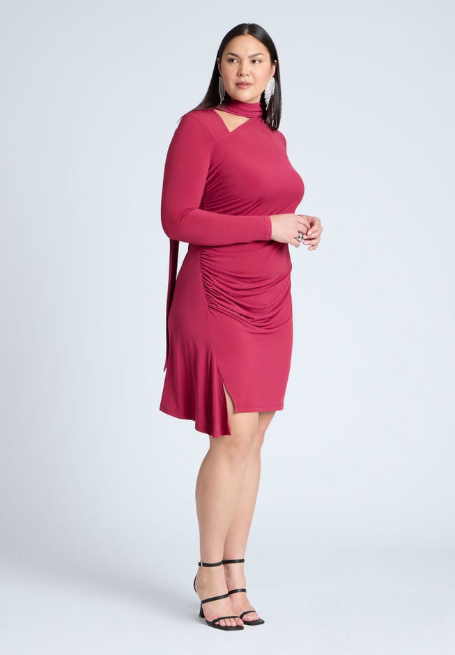 Scarf Neck Jersey Mini Dress image number 0