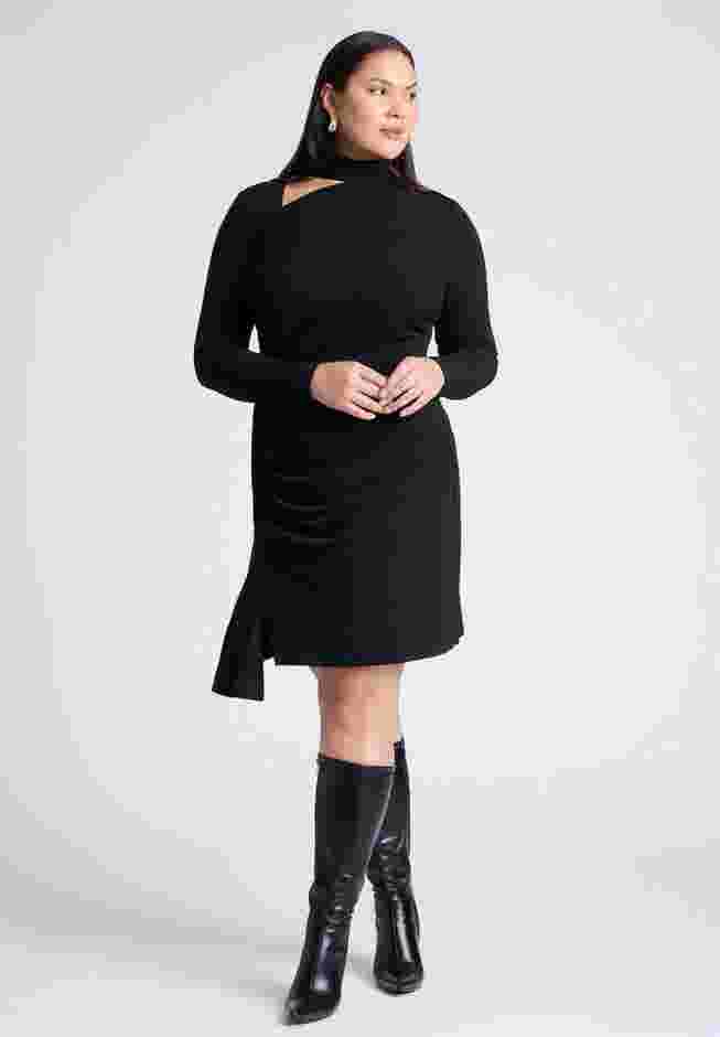 Scarf Neck Jersey Mini Dress image number 0