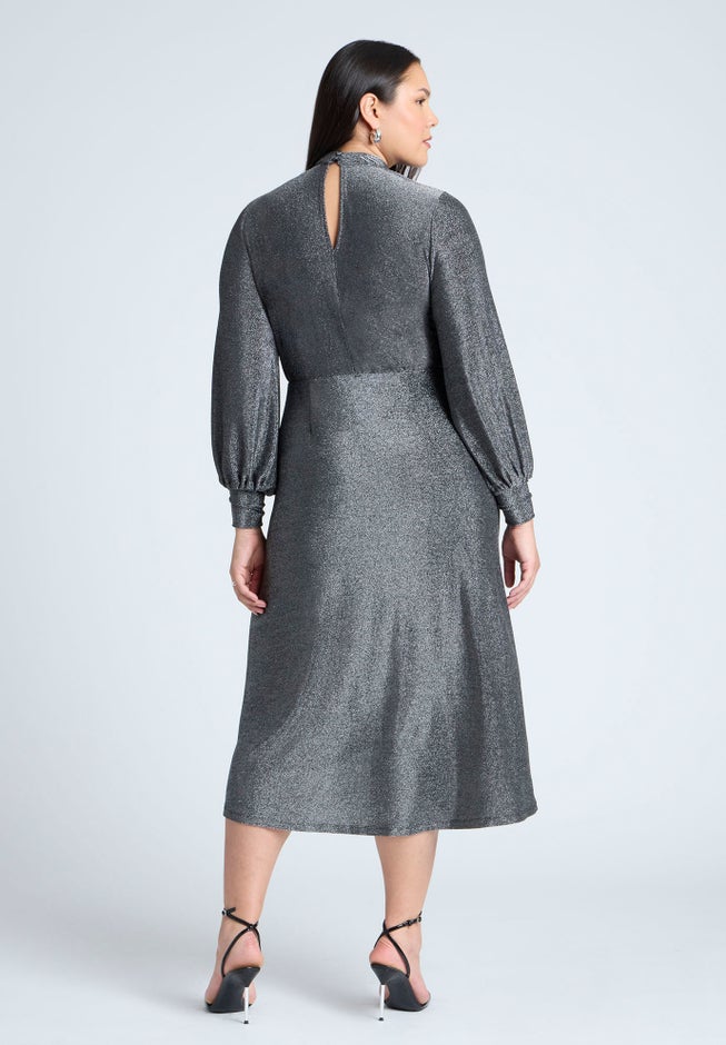 Mock Neck Lurex Midi image number null