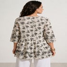100% Cotton Cambric Three-Quarter Sleeve Tiered Flounce Scoopneck Tunic image number 1