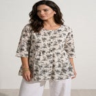100% Cotton Cambric Three-Quarter Sleeve Tiered Flounce Scoopneck Tunic image number 0