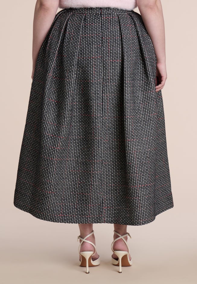 Pleated Tweed Midi Skirt image number 2