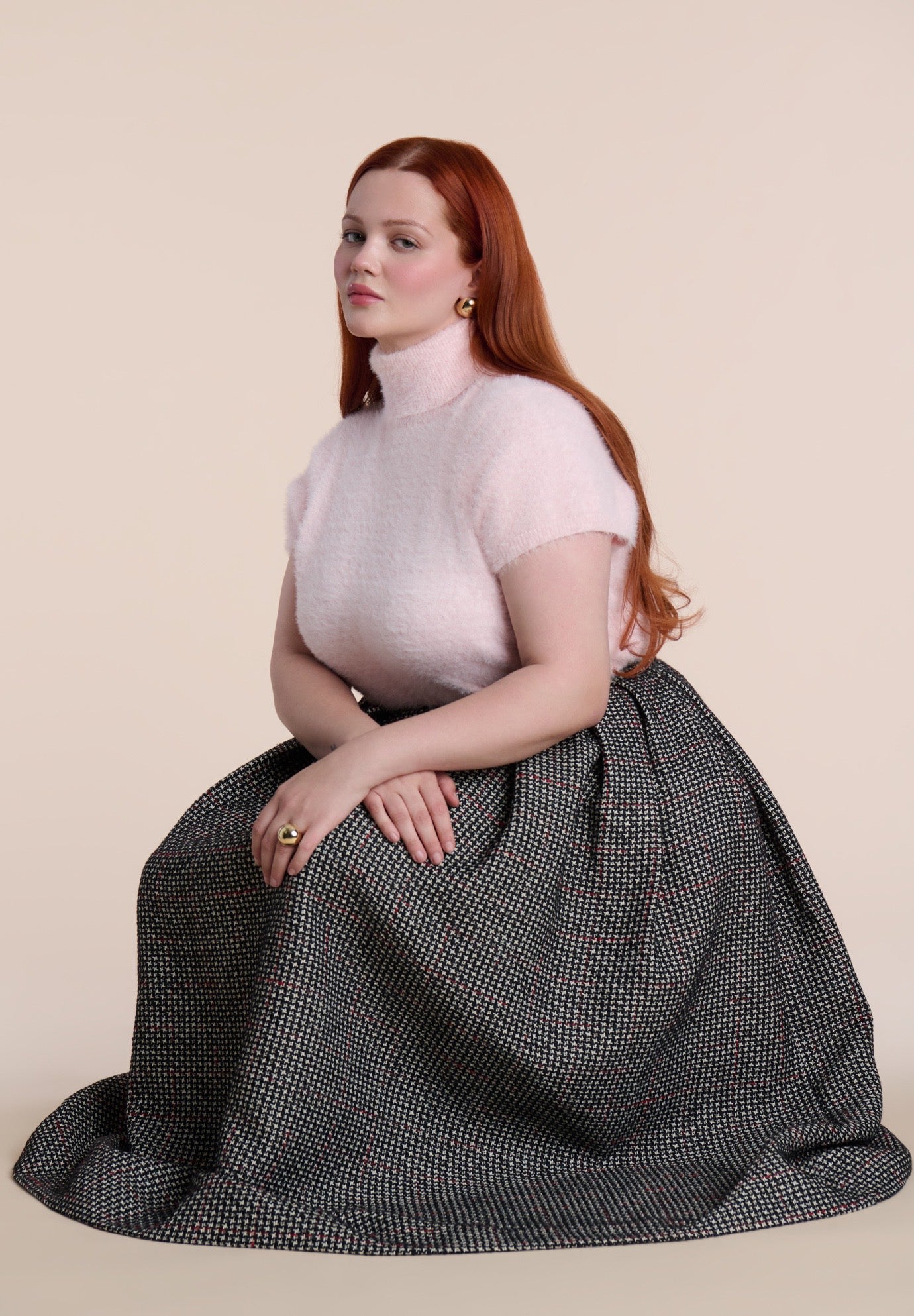 Pleated Tweed Midi Skirt image number 4