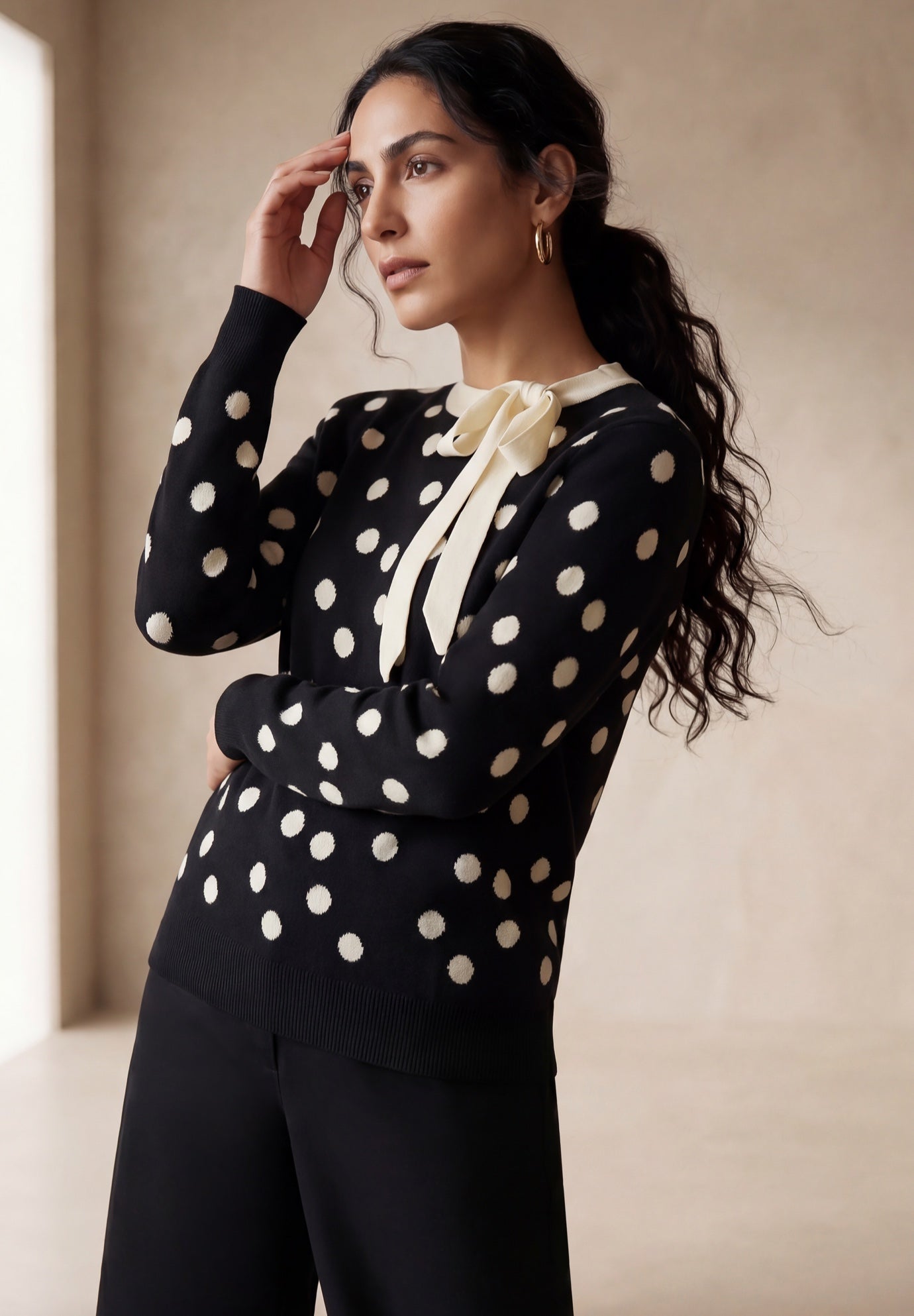 Tie-Neck Sweater image number 0