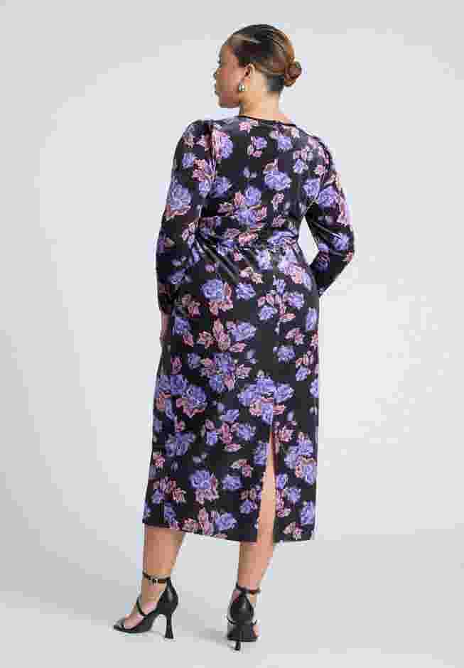 Printed Velvet Midi Dress image number 1