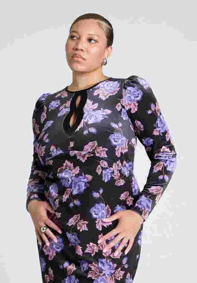 Printed Velvet Midi Dress image number 2