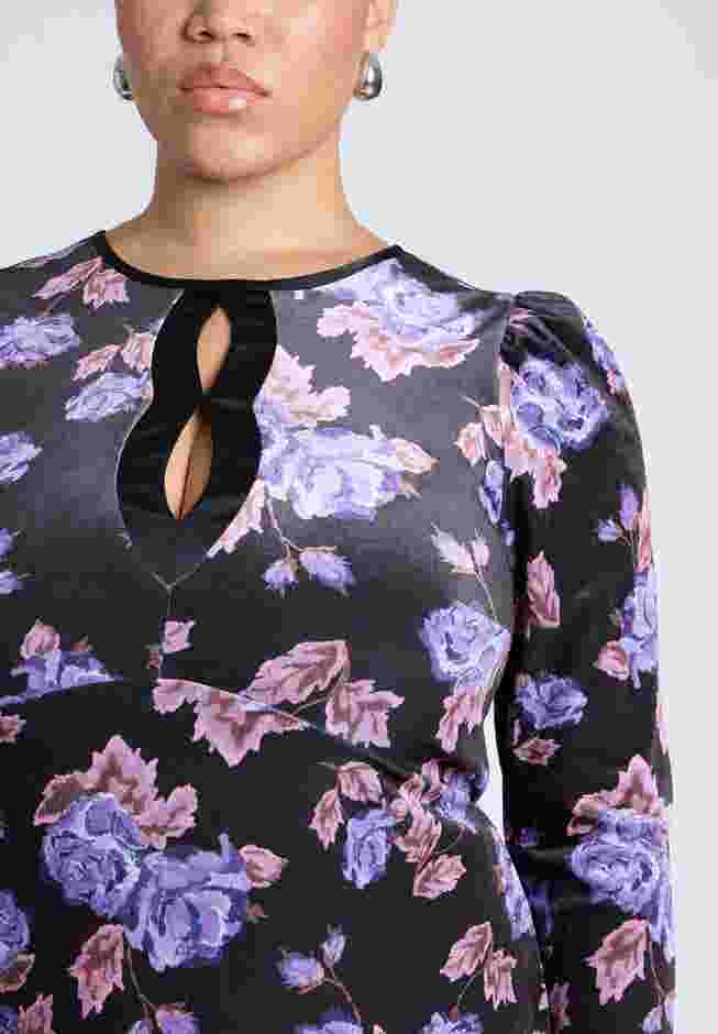 Printed Velvet Midi Dress image number 3