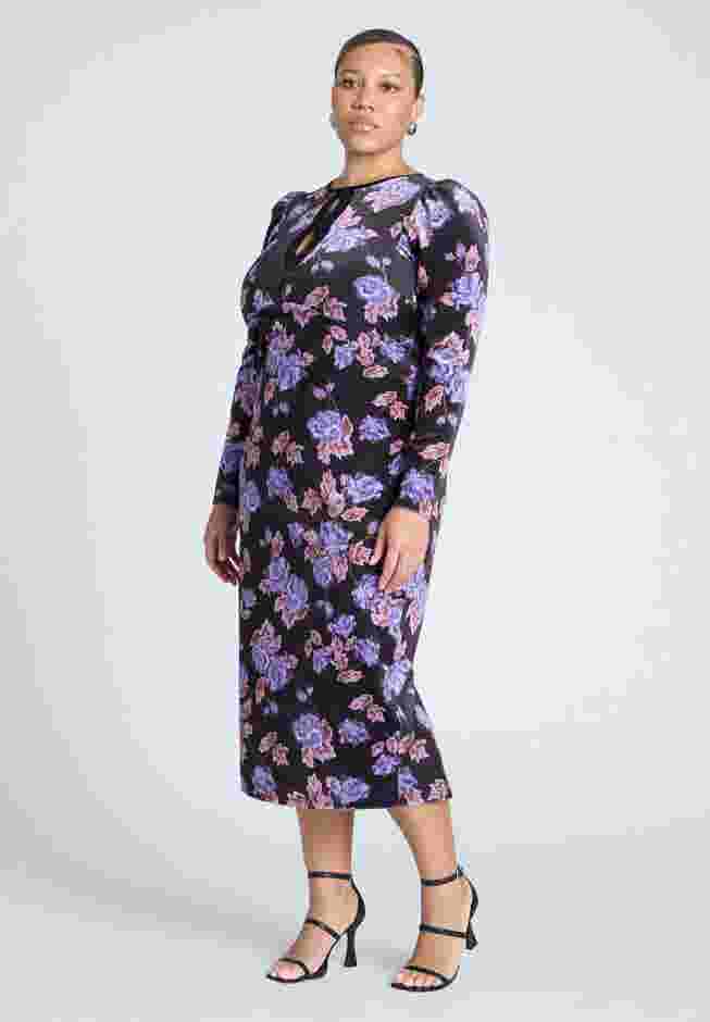 Printed Velvet Midi Dress image number 0