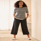 Linen-Blend Drawstring Elastic Waist Relaxed Fit Capris image number null