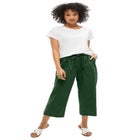 Linen-Blend Drawstring Capris image number null