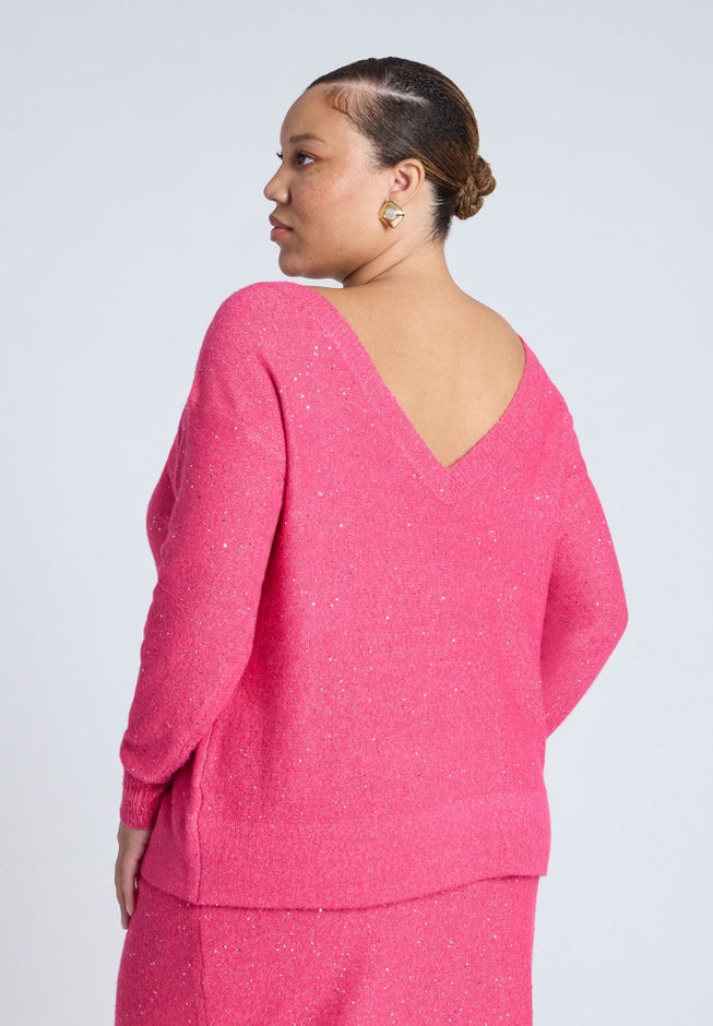 Sequin V-Neck Sweater image number null