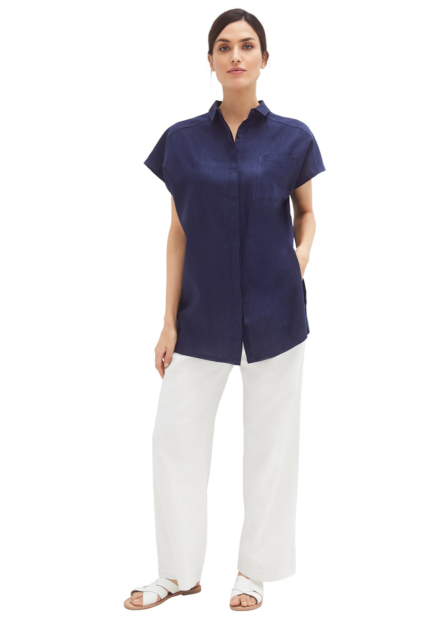 Linen-Blend Drawstring Pants image number 0