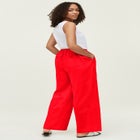 Linen-Blend Drawstring Elastic Waist Pants image number null