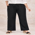 Linen-Blend Drawstring Elastic Waist Pants image number null