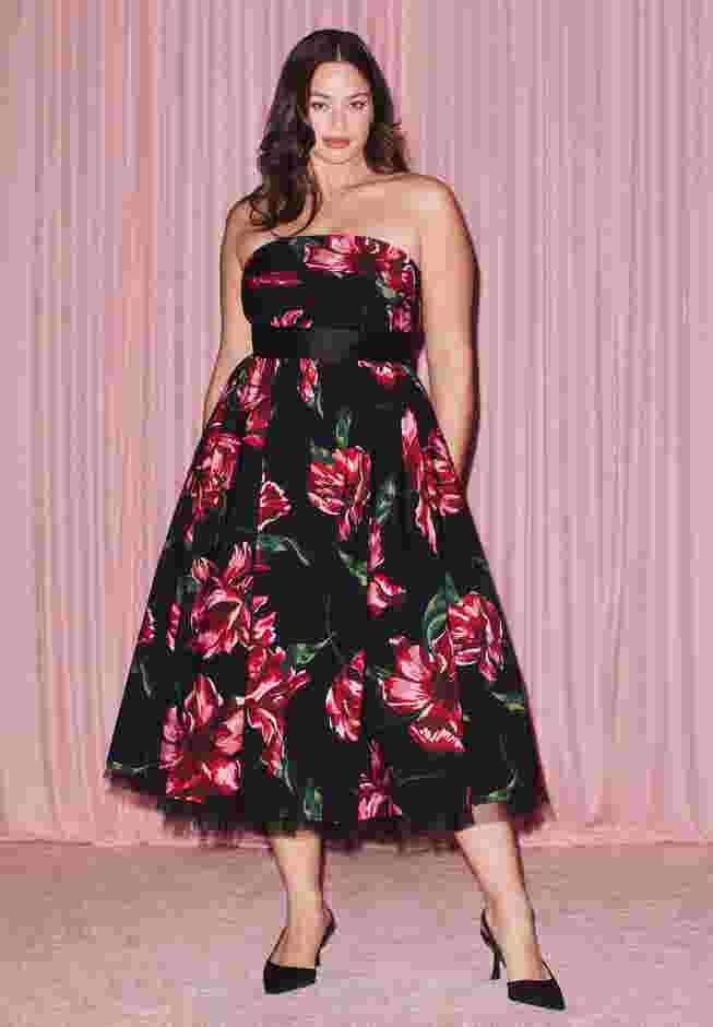 ELOQUII x kate spade new york Floral Pleated Gown image number 0